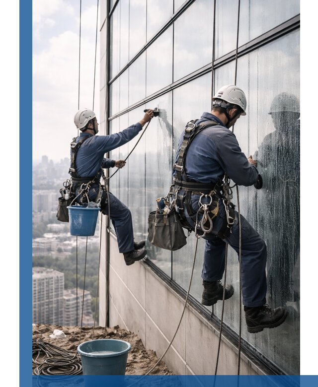 Профессиональная мойка фасадных окон альпинистами в Северске