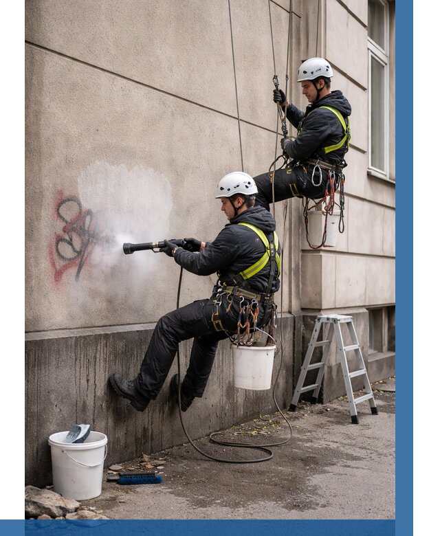 Удаление граффити с фасада в Северске от 4678 р. | ВЫСОТНИК-Свк