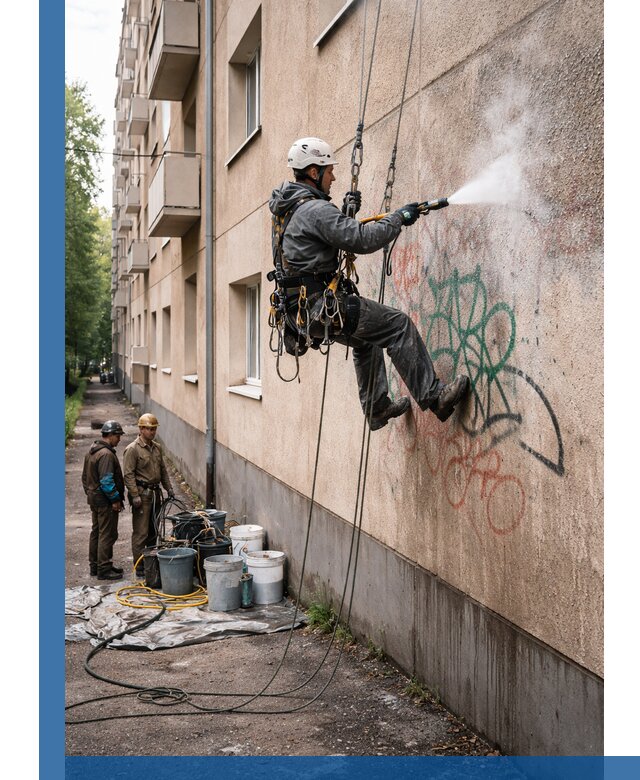 Удаление граффити с фасада в Северске без следов и повреждений