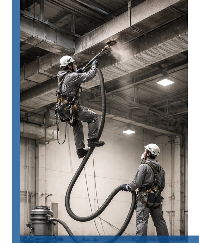 Обеспыливание потолочных конструкций в Северске промышленным альпинизмом