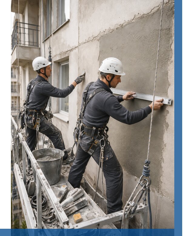 Штукатурка фасада на высоте в Северске от 936 р. | ВЫСОТНИК-Свк