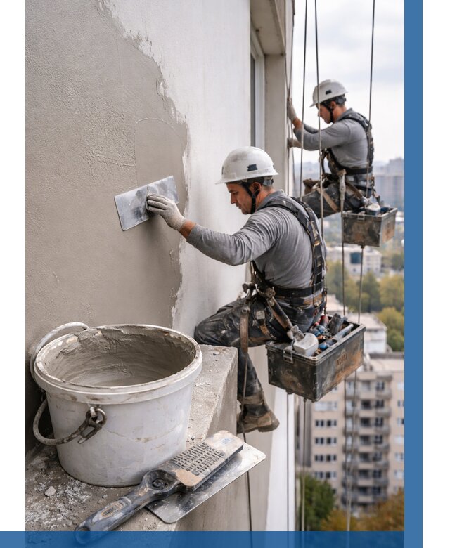 Шпаклевка фасада на высоте в Северске от 728 р. | ВЫСОТНИК-Свк