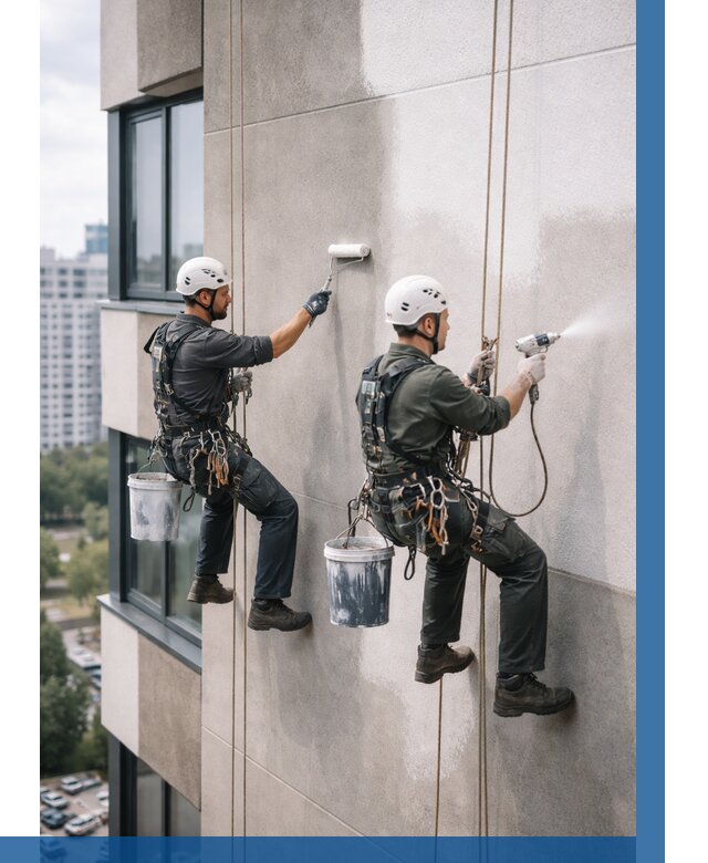 Покраска фасада альпинистами в Северске от 312 р. | ВЫСОТНИК-Свк