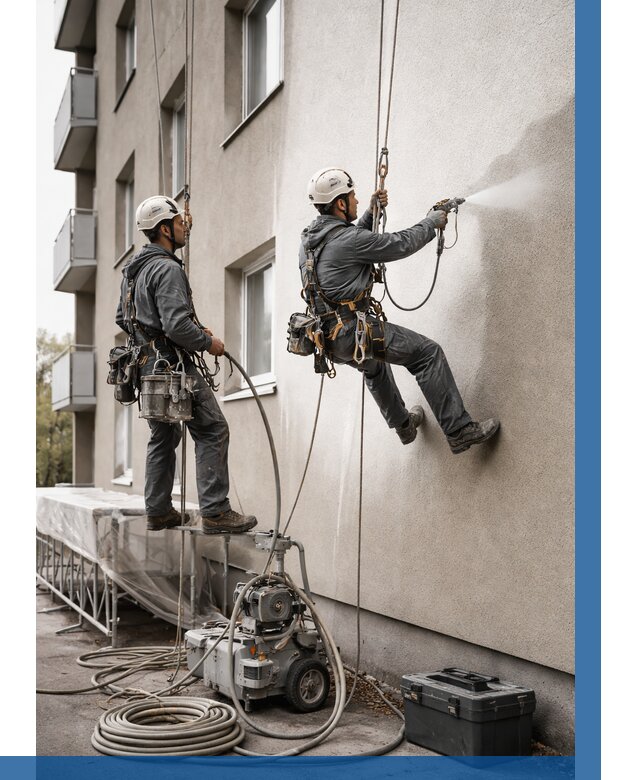 Безвоздушная покраска фасада в Северске от 229 р/м² | ВЫСОТНИК-Свк