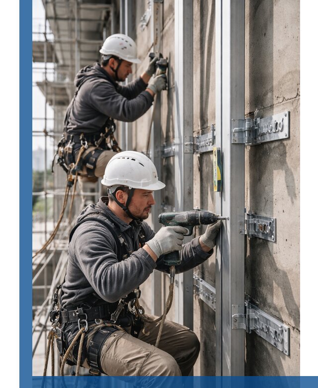 Монтаж и крепление подсистемы вентфасада в Северске