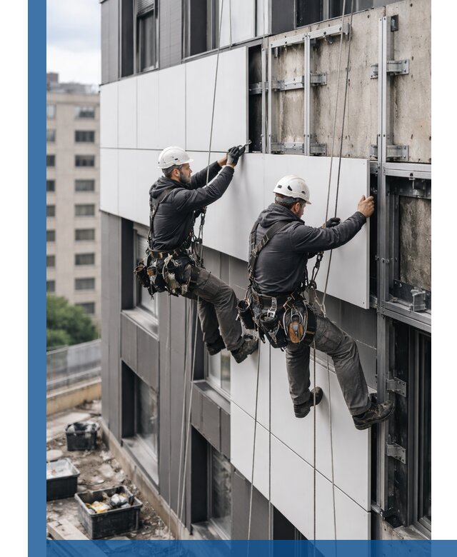 Монтаж композитных панелей фасада в Северске под ключ