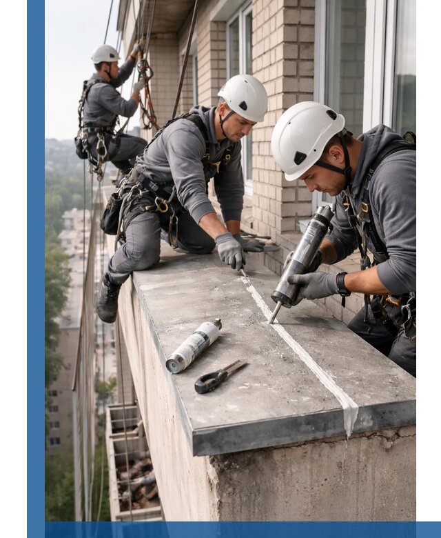 Герметизация балконного козырька в Северске профессионально