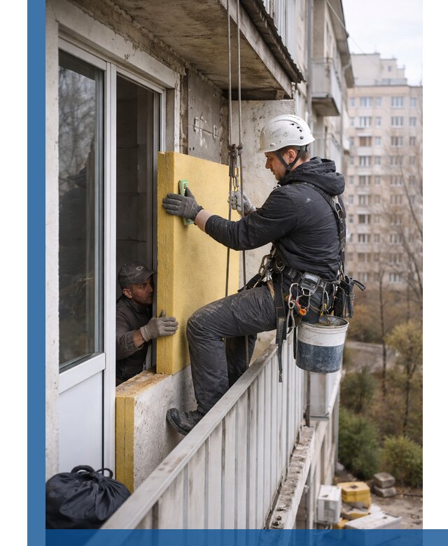 Профессиональное утепление балкона снаружи в Северске под ключ