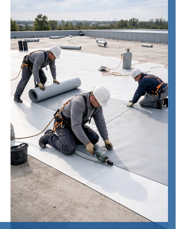 Монтаж мембранной кровли под ключ в Северске от 1247 р. | ВЫСОТНИК-Свк