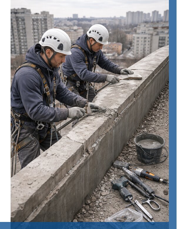 Ремонт парапета на кровле в Северске от 1559 р. | ВЫСОТНИК-Свк