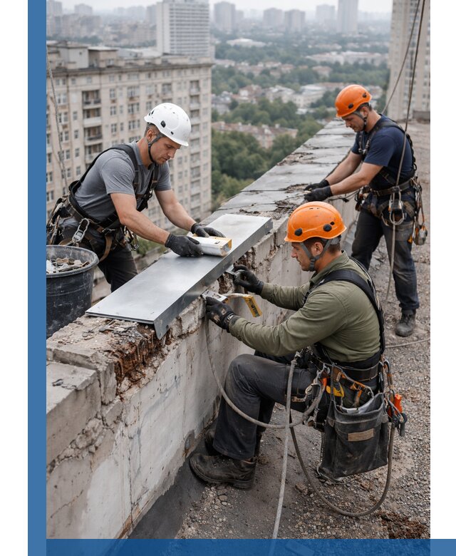 Ремонт парапета на кровле в Северске, высотные работы с гарантией