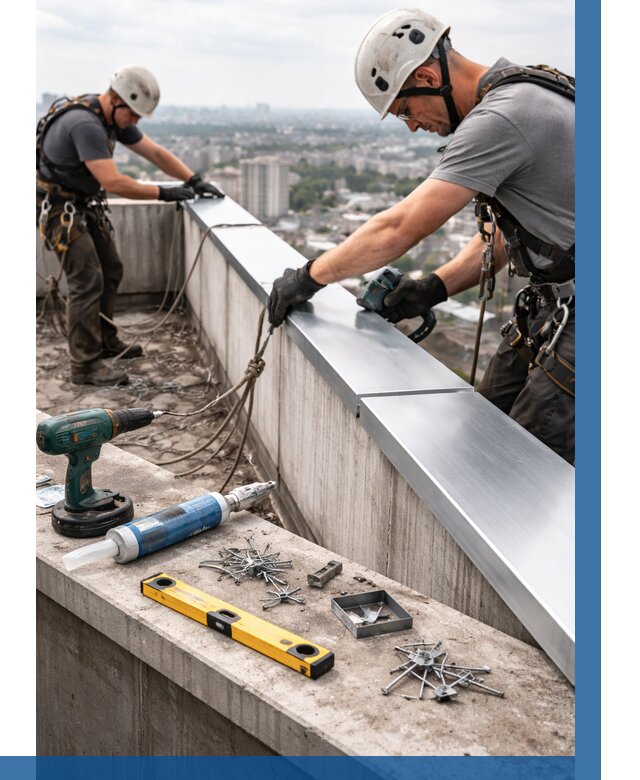 Монтаж парапетных крышек в Северске от 832 р. | ВЫСОТНИК-Свк