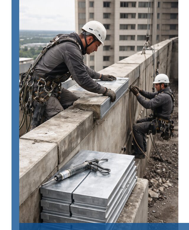 Замена парапетных крышек и установка новых в Северске