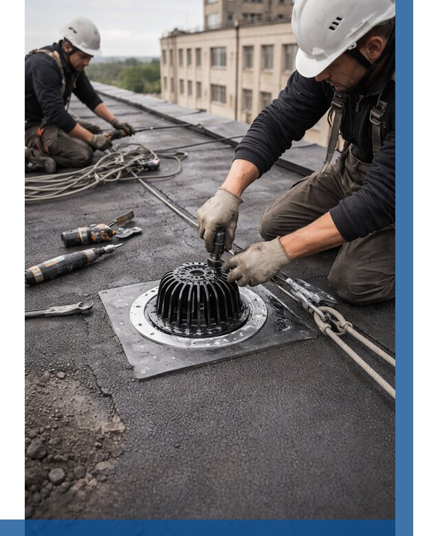 Установка водосточных воронок в Северске цена от 3638 р. | ВЫСОТНИК-Свк