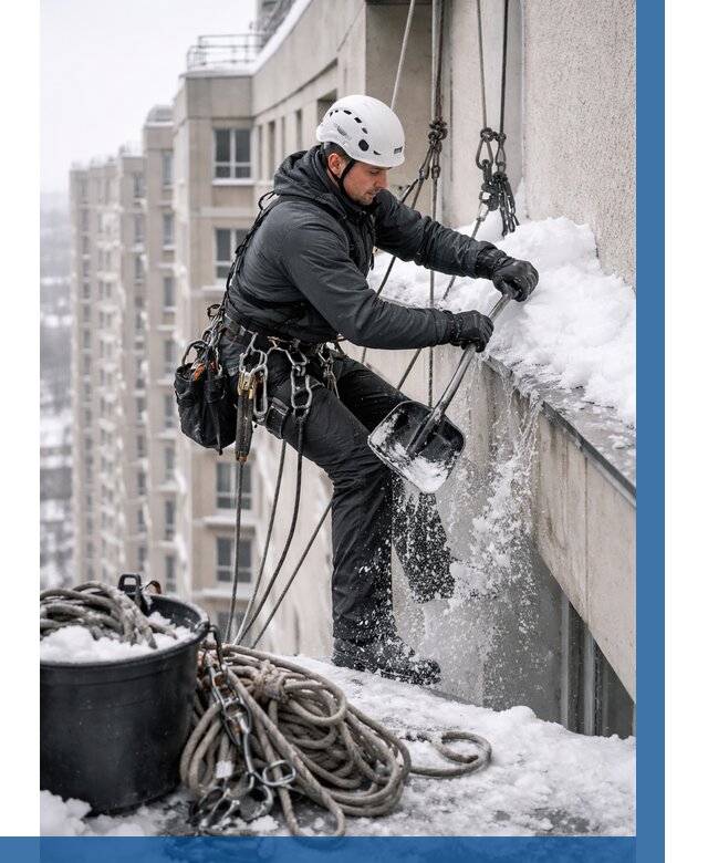 Очистка карнизов от снега в Северске от 312 р. | ВЫСОТНИК-Свк