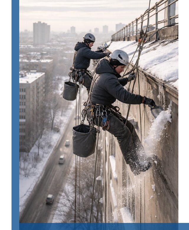 Очистка карнизов от снега в Северске профессионально и безопасно