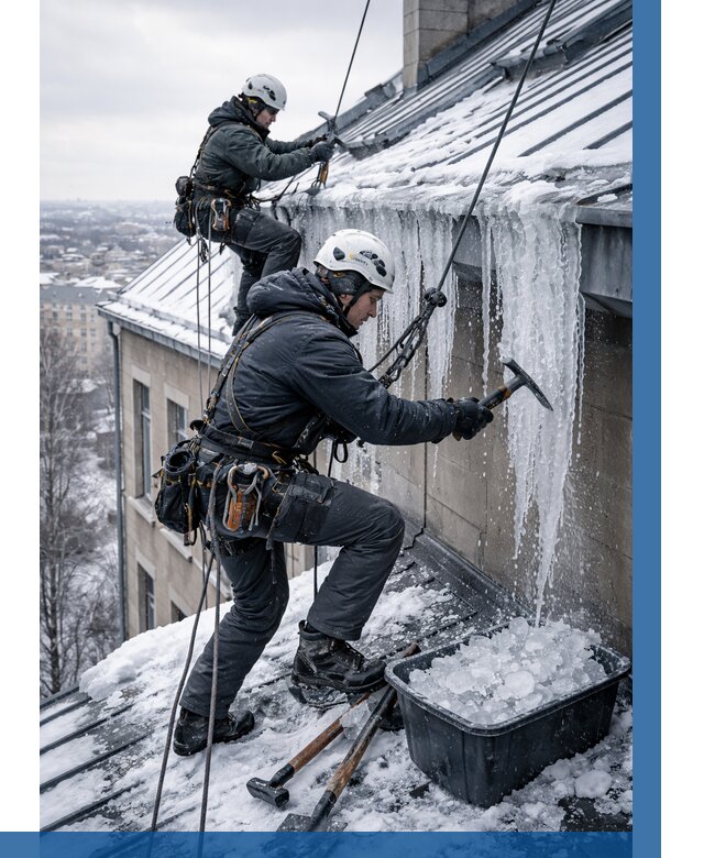 Удаление наледи с кровли в Северске от 5717 р. | ВЫСОТНИК-Свк