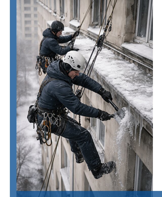 Удаление наледи и сосулек с карнизов в Северске профессионально