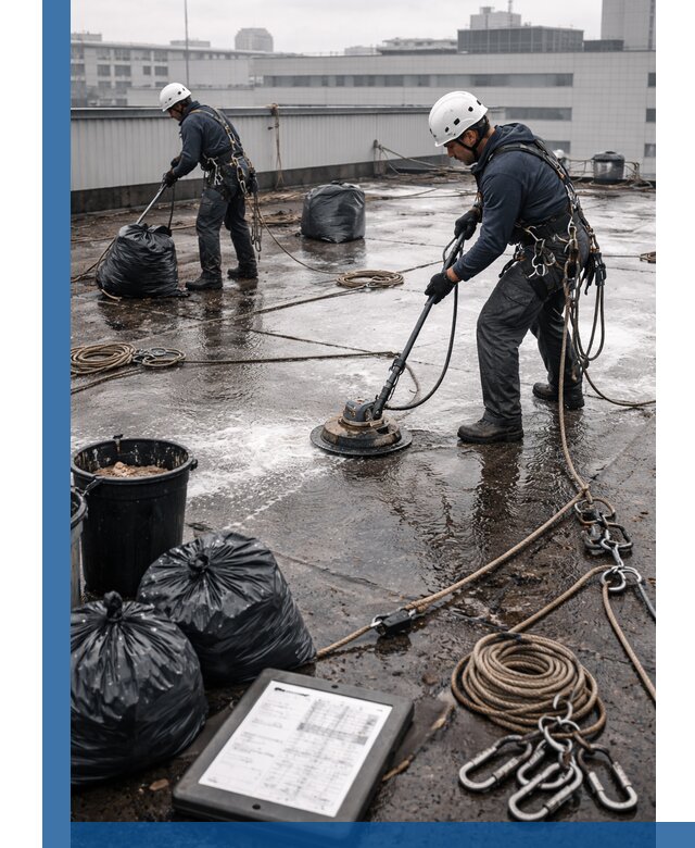 Плановая очистка кровли по графику в Северске для безопасности