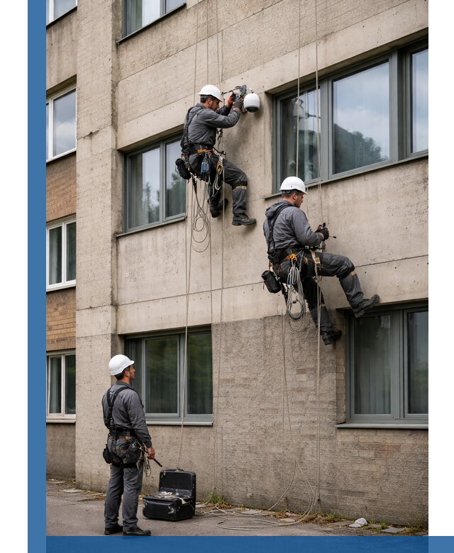 Монтаж фасадных камер видеонаблюдения в Северске под ключ