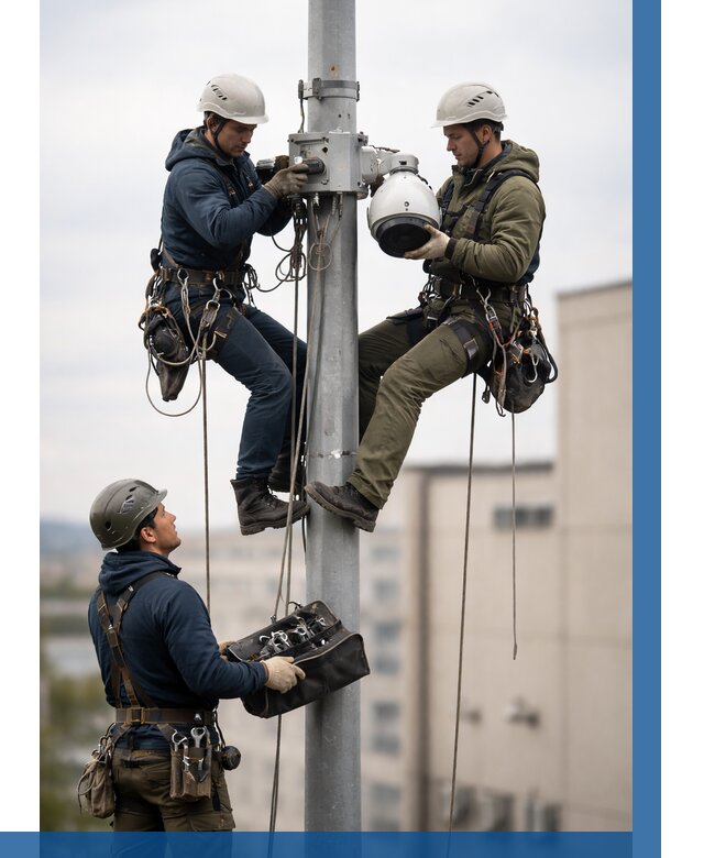 Установка видеокамер на мачте в Северске от 8836 р. | ВЫСОТНИК-Свк