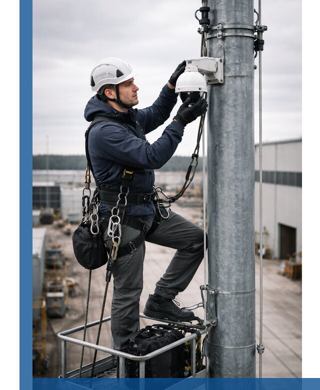 Профессиональная установка видеокамер на мачте в Северске