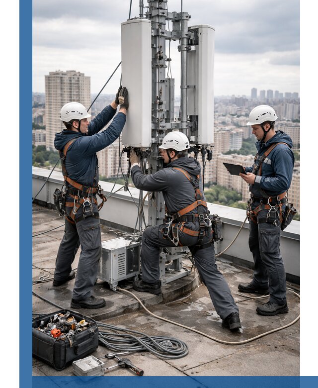 Монтаж антенн связи на крыше в Северске с вводом в эксплуатацию