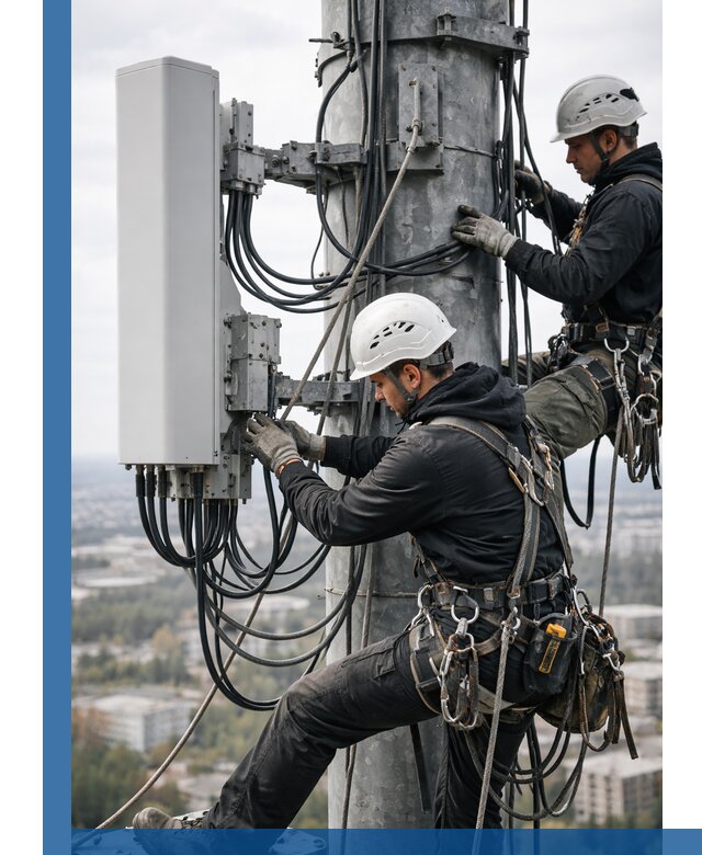 Монтаж оборудования связи на мачте в Северске с пусконаладкой