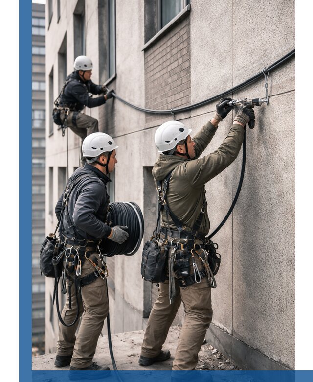 Прокладка кабеля по фасаду в Северске, профессиональный монтаж