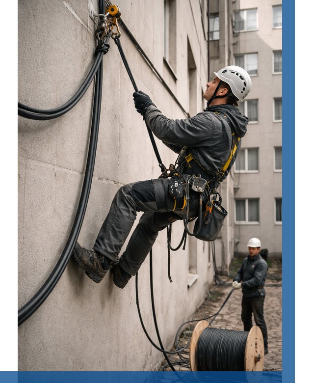 Протяжка кабеля питания на высоте в Северске от 468 р. | ВЫСОТНИК-Свк