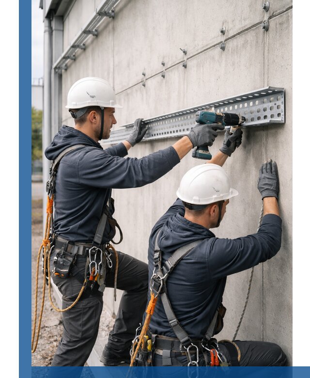 Монтаж кабельных лотков на фасаде зданий в Северске с гарантией