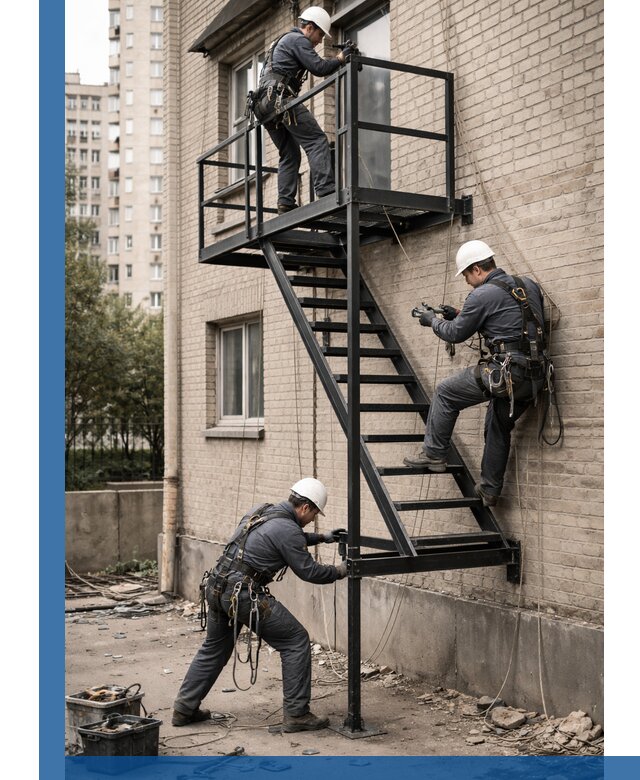 Монтаж пожарной лестницы в Северске, установка и крепление