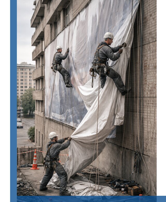 Демонтаж баннеров с фасада в Северске оперативно и безопасно