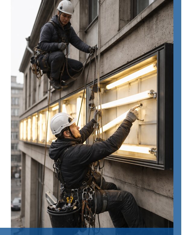 Замена ламп в вывеске в Северске под ключ от 3638 р. | ВЫСОТНИК-Свк