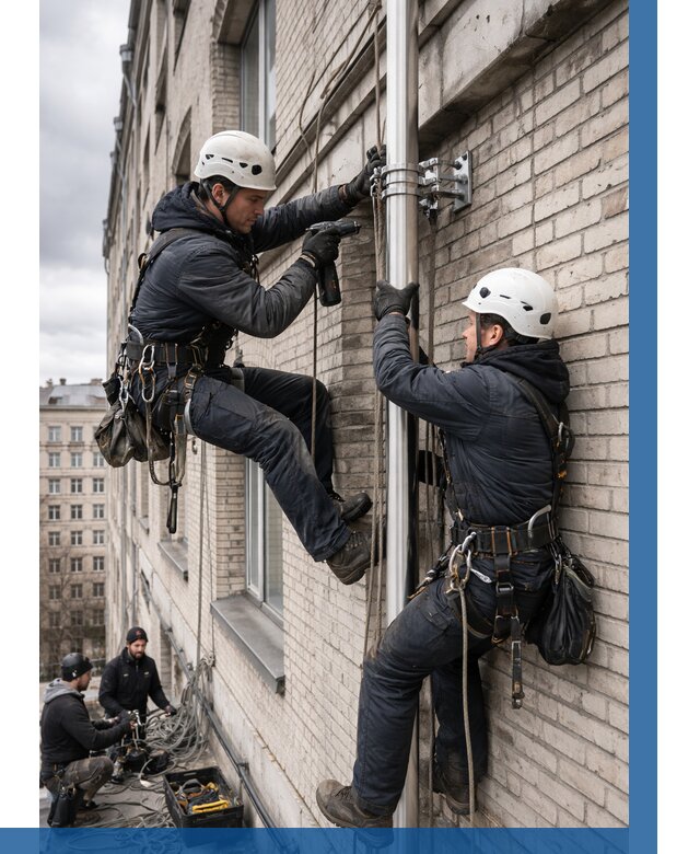 Монтаж флагштока на здании в Северске от 6757 р. | ВЫСОТНИК-Свк