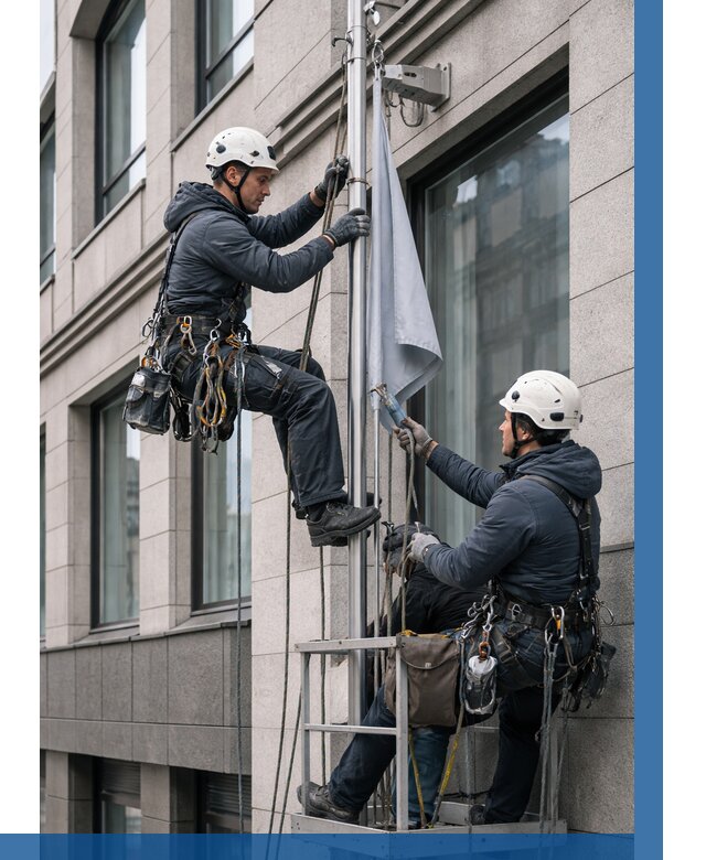 Установка флагов на фасаде в Северске от 4678 р. | ВЫСОТНИК-Свк