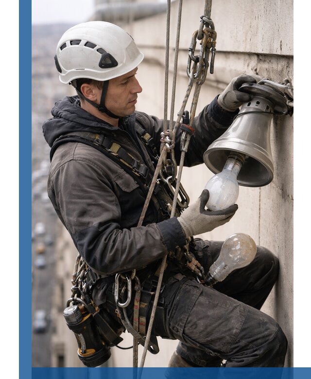 Замена ламп на высоте в Северске профессионально и быстро