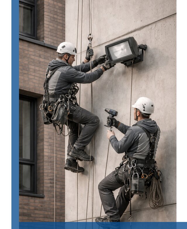 Профессиональный монтаж фасадных прожекторов в Северске под ключ