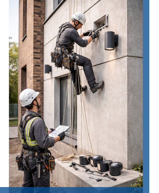 Монтаж фасадного освещения в Северске от 2599 р. | ВЫСОТНИК-Свк