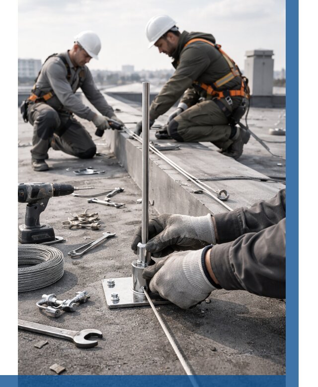 Монтаж молниезащиты на кровле в Северске цена от 25988 р. | ВЫСОТНИК-Свк