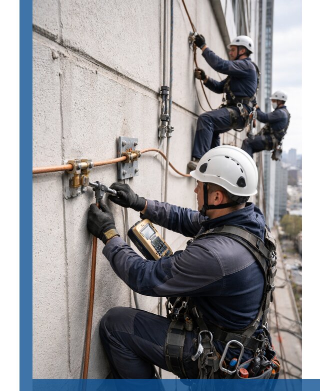 Монтаж системы заземления здания и молниезащиты в Северске