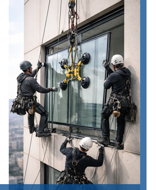 Монтаж стеклопакетов на высоте в Северске от 3326 р. | ВЫСОТНИК-Свк