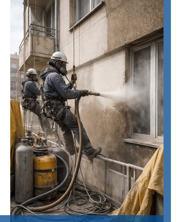 Пескоструйная очистка фасада в Северске от 676 р. | ВЫСОТНИК-Свк