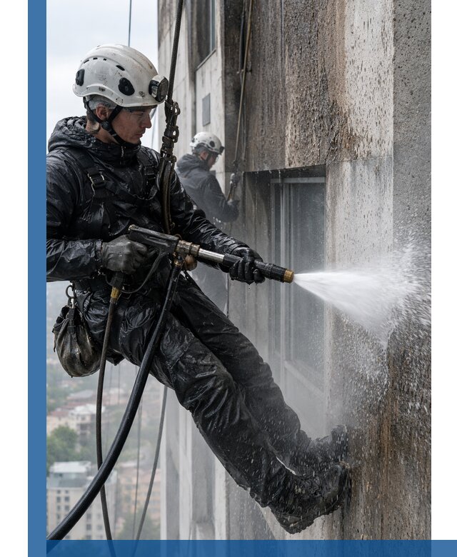 Гидроструйная очистка фасадов и конструкций в Северске