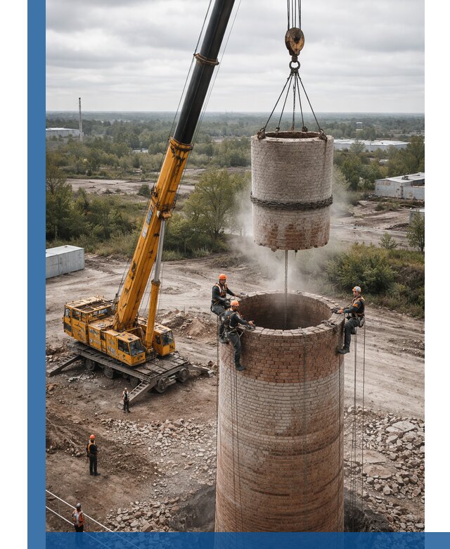 Демонтаж дымовой трубы в Северске с гарантиями безопасности