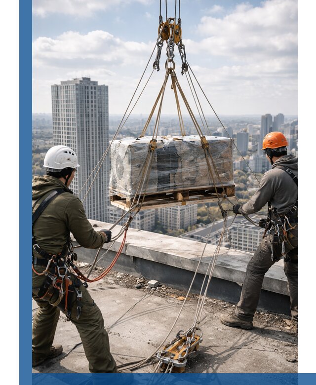 Подъем и монтаж крупногабаритных грузов на крышу в Северске