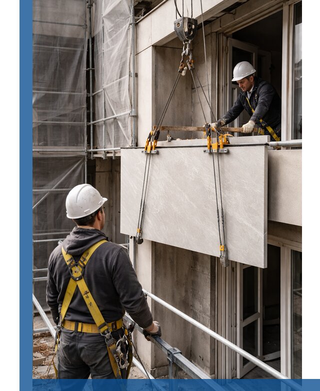 Подъем керамогранита на этаж в Северске грузчиками и техникой