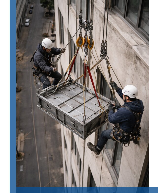 Спуск и подъем грузов по фасаду в Северске для зданий