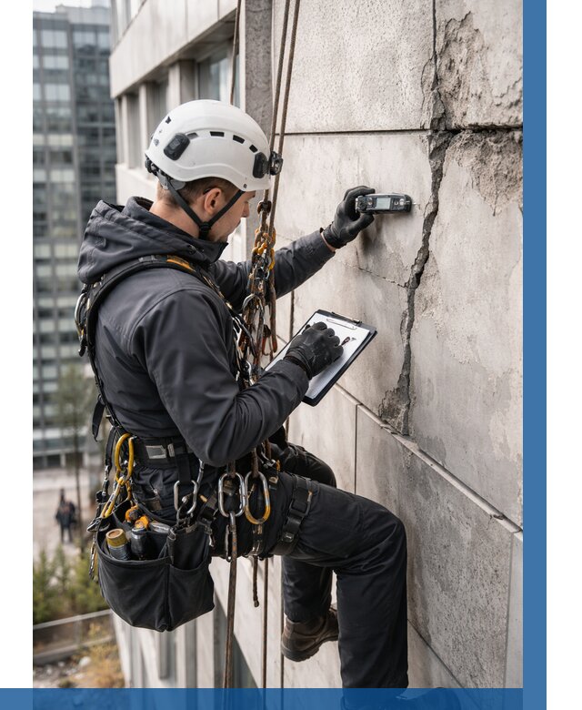 Обследование фасада альпинистами в Северске от 125 р. | ВЫСОТНИК-Свк